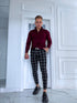 Checked men's trousers - black with red 65-2